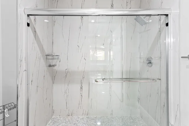 a bathroom with a shower