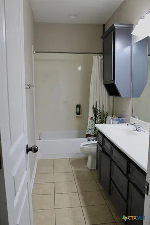a bathroom with a sink a toilet a mirror and shower