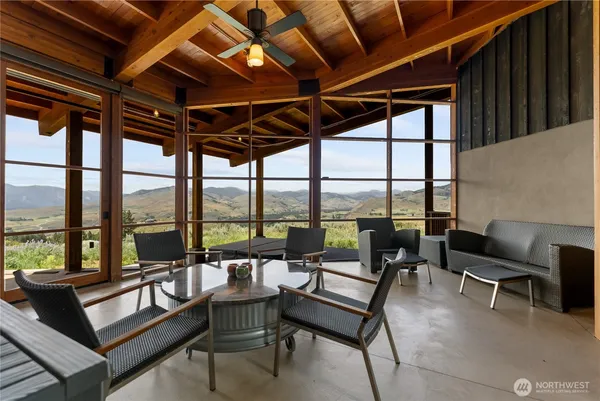 a living room with furniture