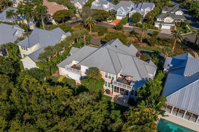 a view of a swimming pool with an outdoor seating