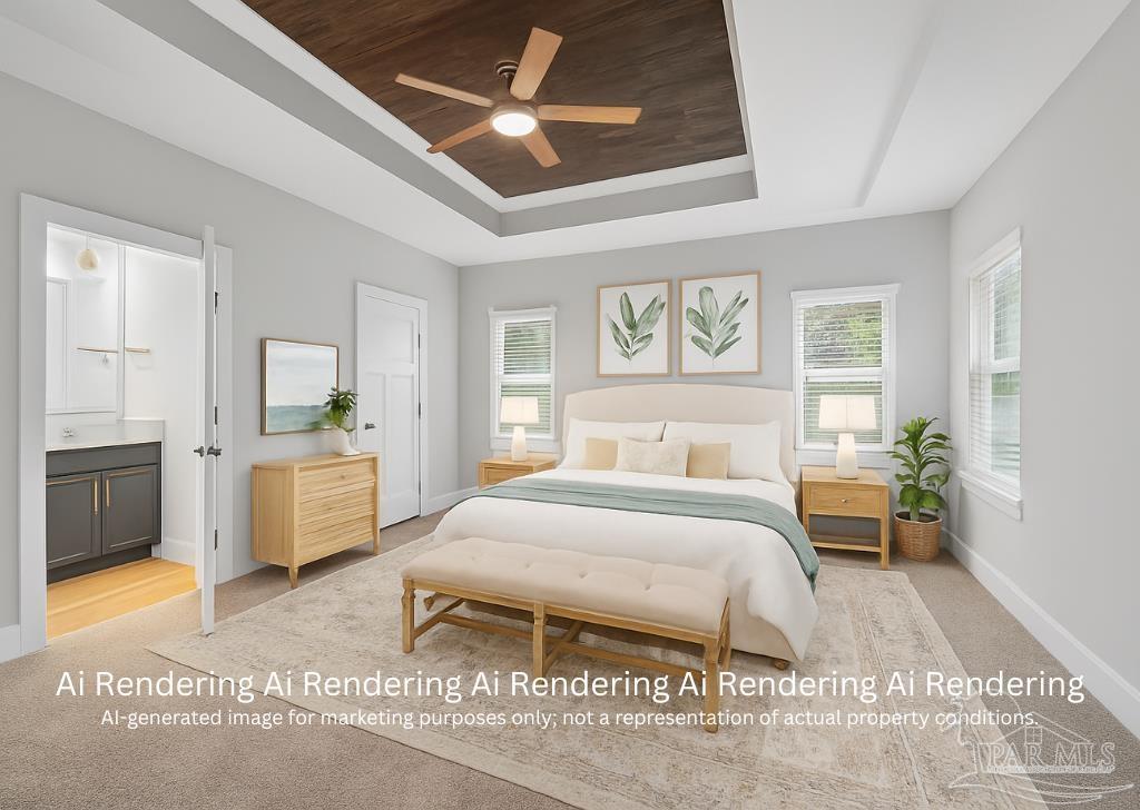 6115 Carroll Road Milton, FL 32583 - Photo 4 of 57 a spacious bedroom with a bed a dresser and potted plant