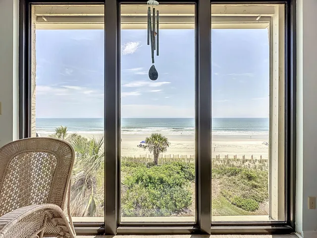 a view of a glass door with a glass door