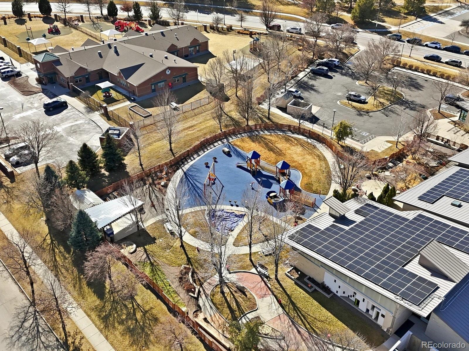 2691 Spruce Street Denver, CO 80238 - Photo 35 of 36 an aerial view of a residential apartment building with swimming pool