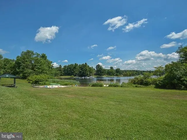 a view of a lake and a yard