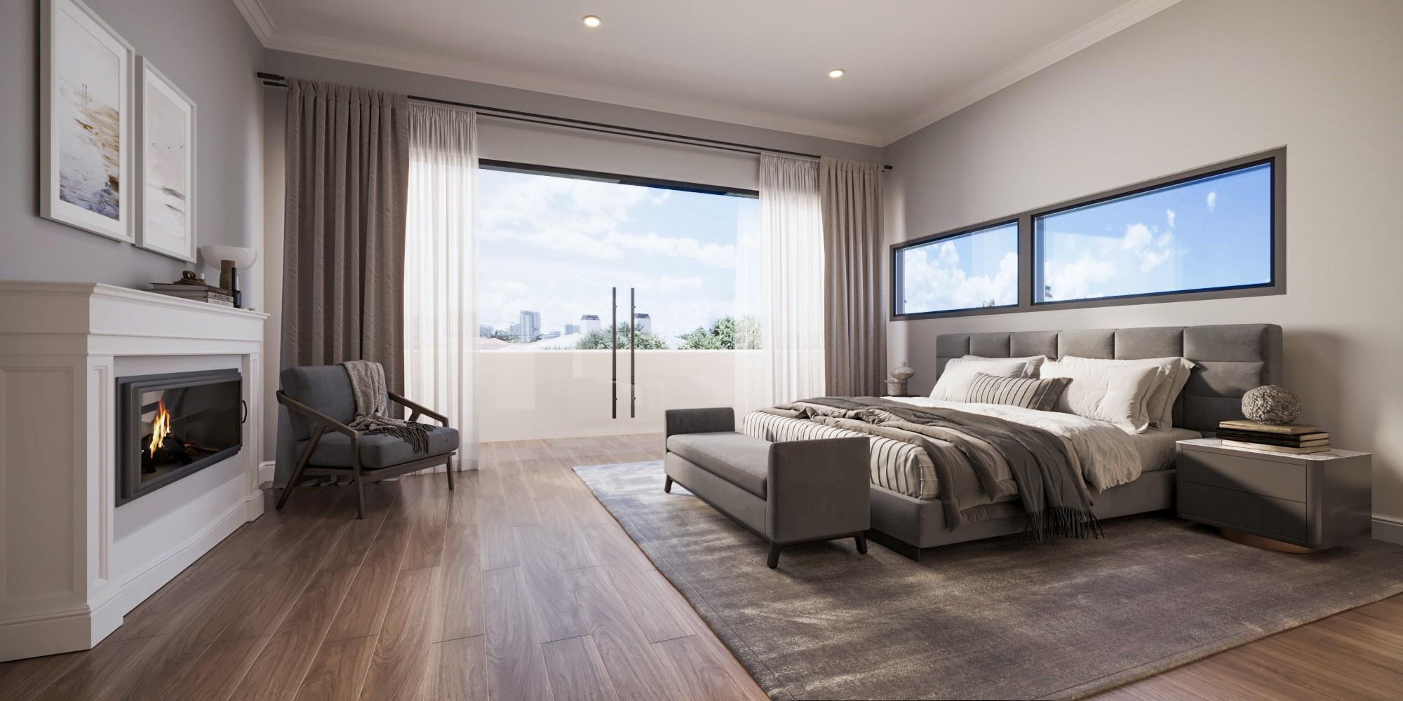 428 Harbor Road Cold Spring Harbor, NY 11724 - Photo 3 of 5 a bedroom with bed and a fireplace