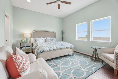 a living room with furniture