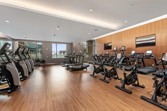 a view of a room with gym equipment