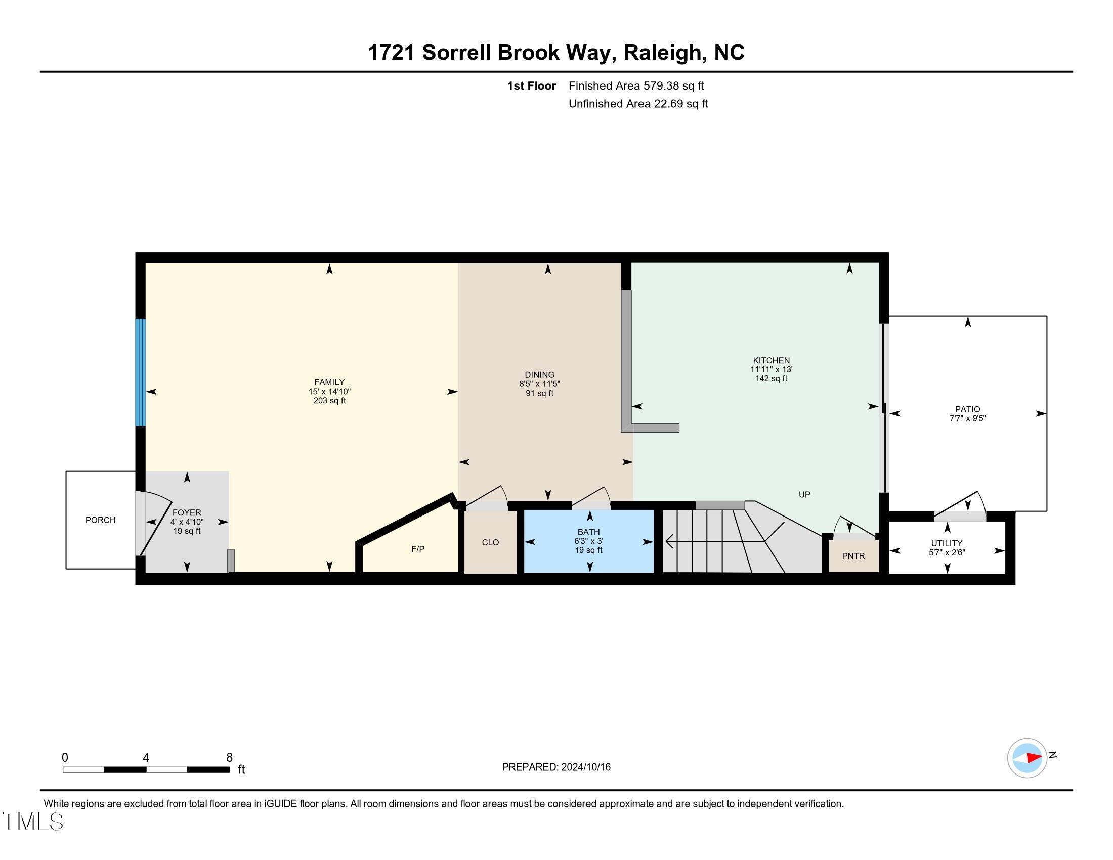 1721 Sorrell Brook Way Raleigh, NC 27609 - Photo 11 of 12 Floor Plan 1st floor