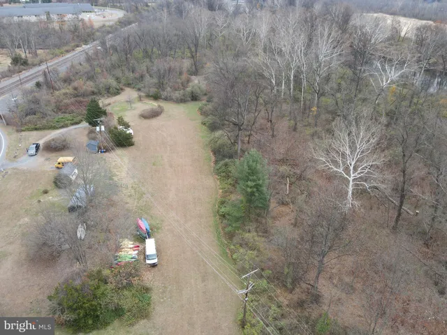 a view of a dry yard with trees