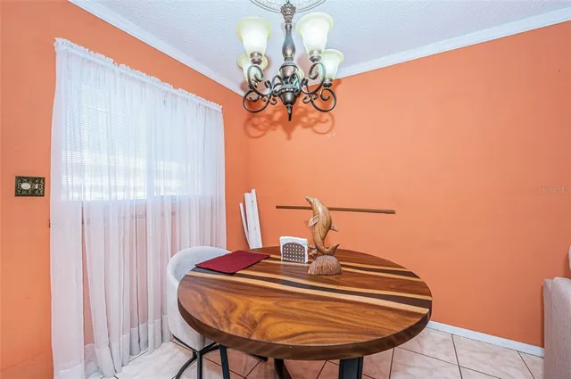 a view of a chandelier in a room