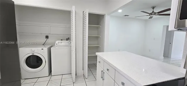 a room with a washer and dryer