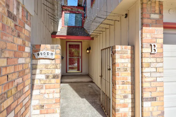 a front view of a building with a shower