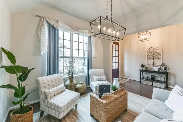 a living room with furniture