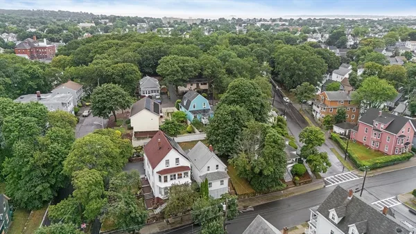 an aerial view of a house