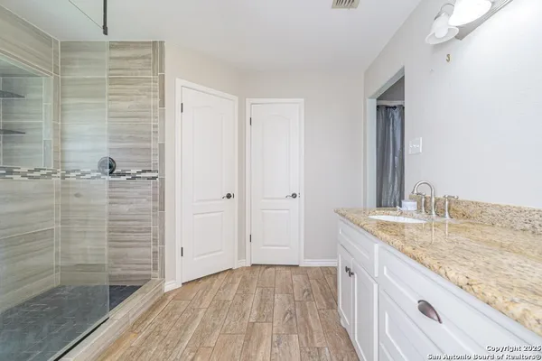 a bathroom with a shower