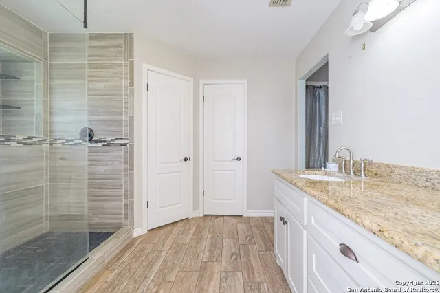 a bathroom with a shower