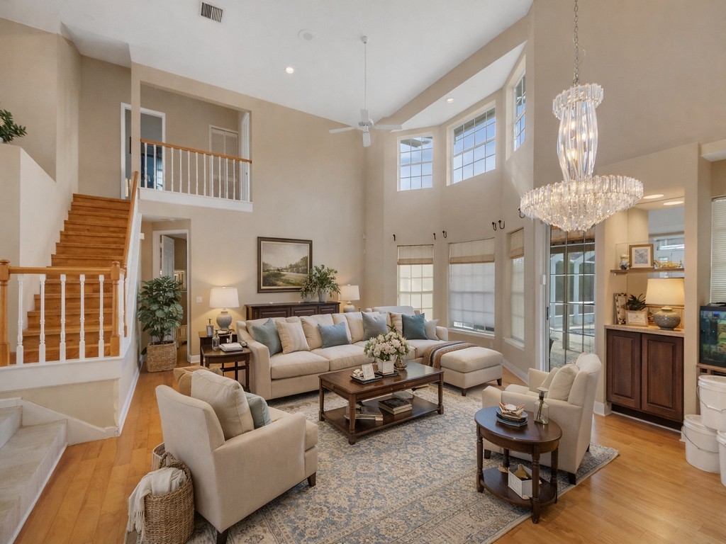 167 Deer Run Road Palm Bay, FL 32909 - Photo 9 of 35 a living room with furniture and a chandelier