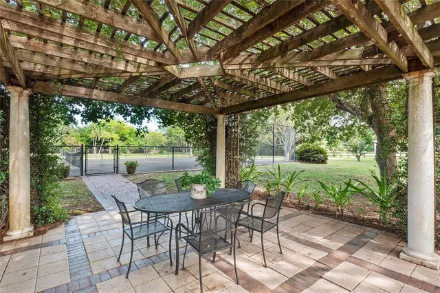 a view of a tree in the middle of a yard