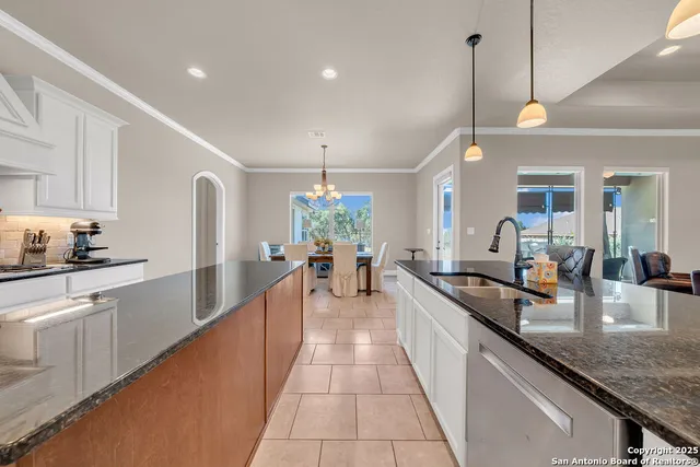 a large kitchen with lots of counter space