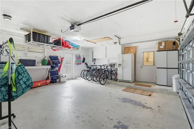 a view of a garage with furniture