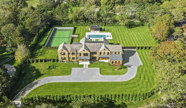 an aerial view of a house