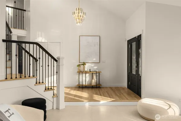 a view of hall way with mirror