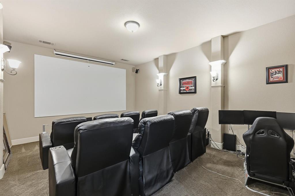 406 Spurgin Road Lucas, TX 75002 - Photo 23 of 39 Home theater featuring carpet flooring and baseboards