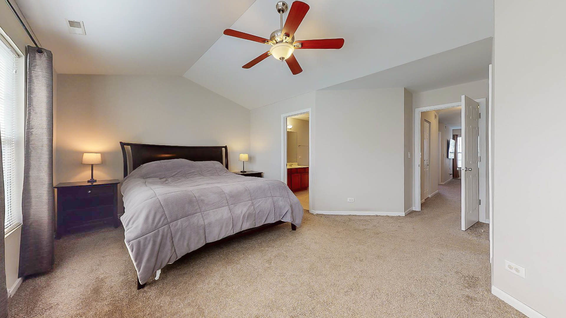 1916 West Cobblestone Road Romeoville, IL 60446 - Photo 11 of 21 a bedroom with a bed and a ceiling fan