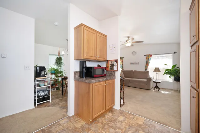 a view of kitchen and living room