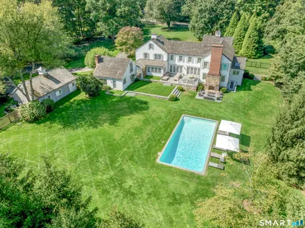 an aerial view of a house