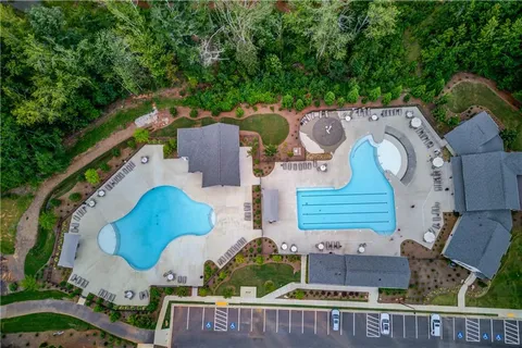 an aerial view of a house having outdoor space
