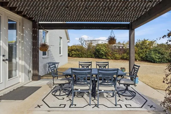 a view of an outdoor seating area