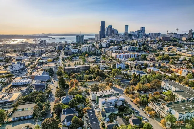 an aerial view of a city with lots of residential buildings