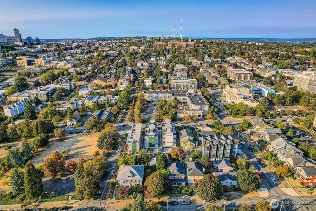 an aerial view of a city with lots of residential buildings