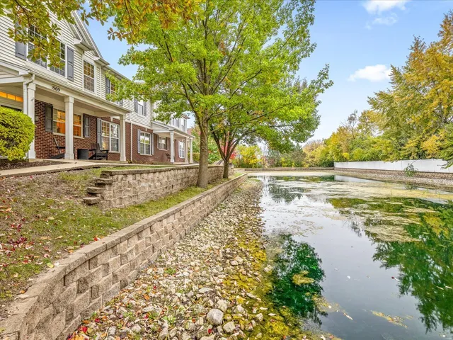 a view of an ocean with a garden