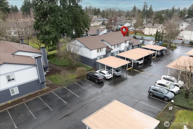 an outdoor space with patio furniture