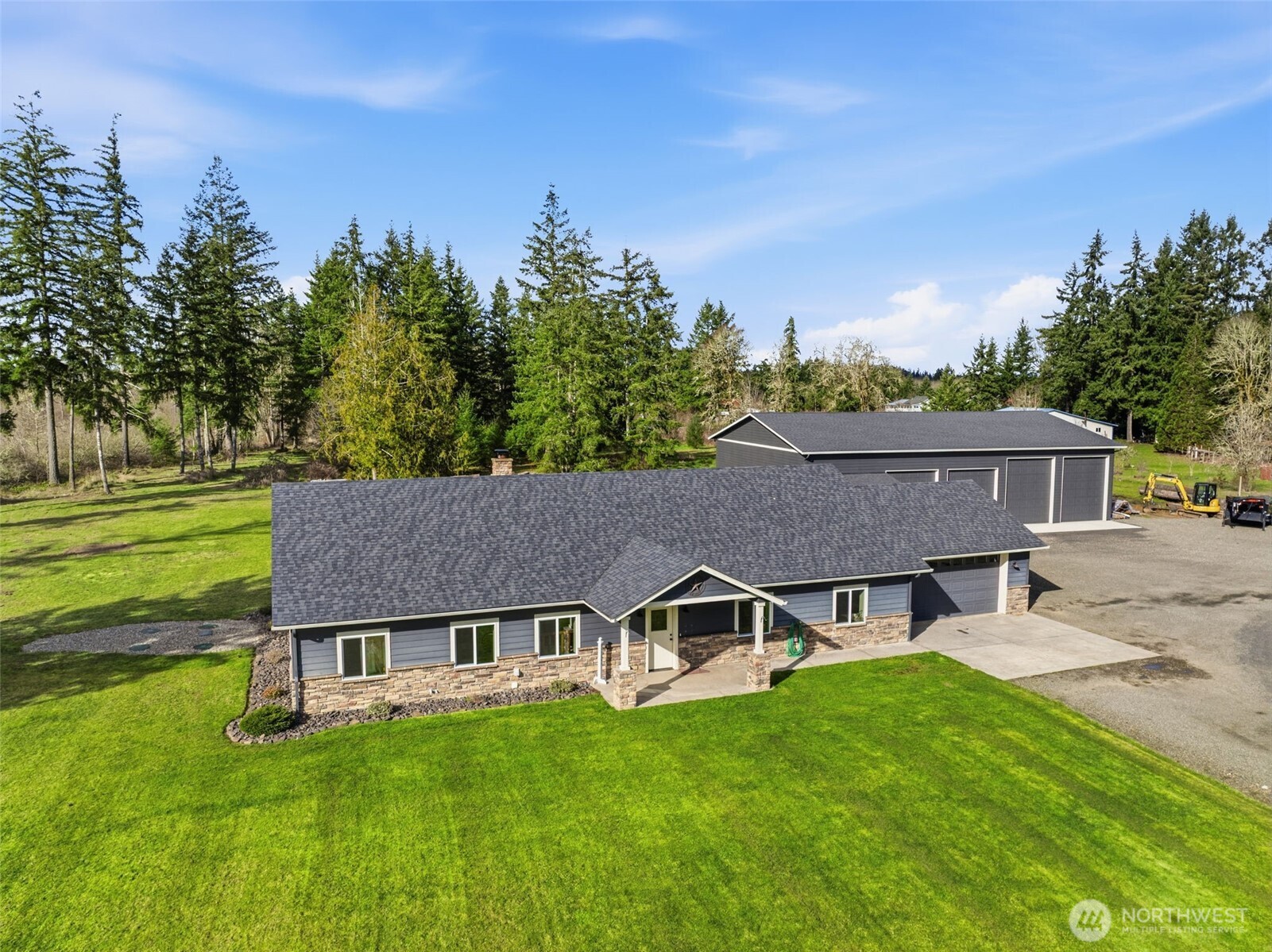 371 Toledo-Vader Road Toledo, WA 98591 - Photo 3 of 40 aerial view of a house with a big yard potted plants and large tree