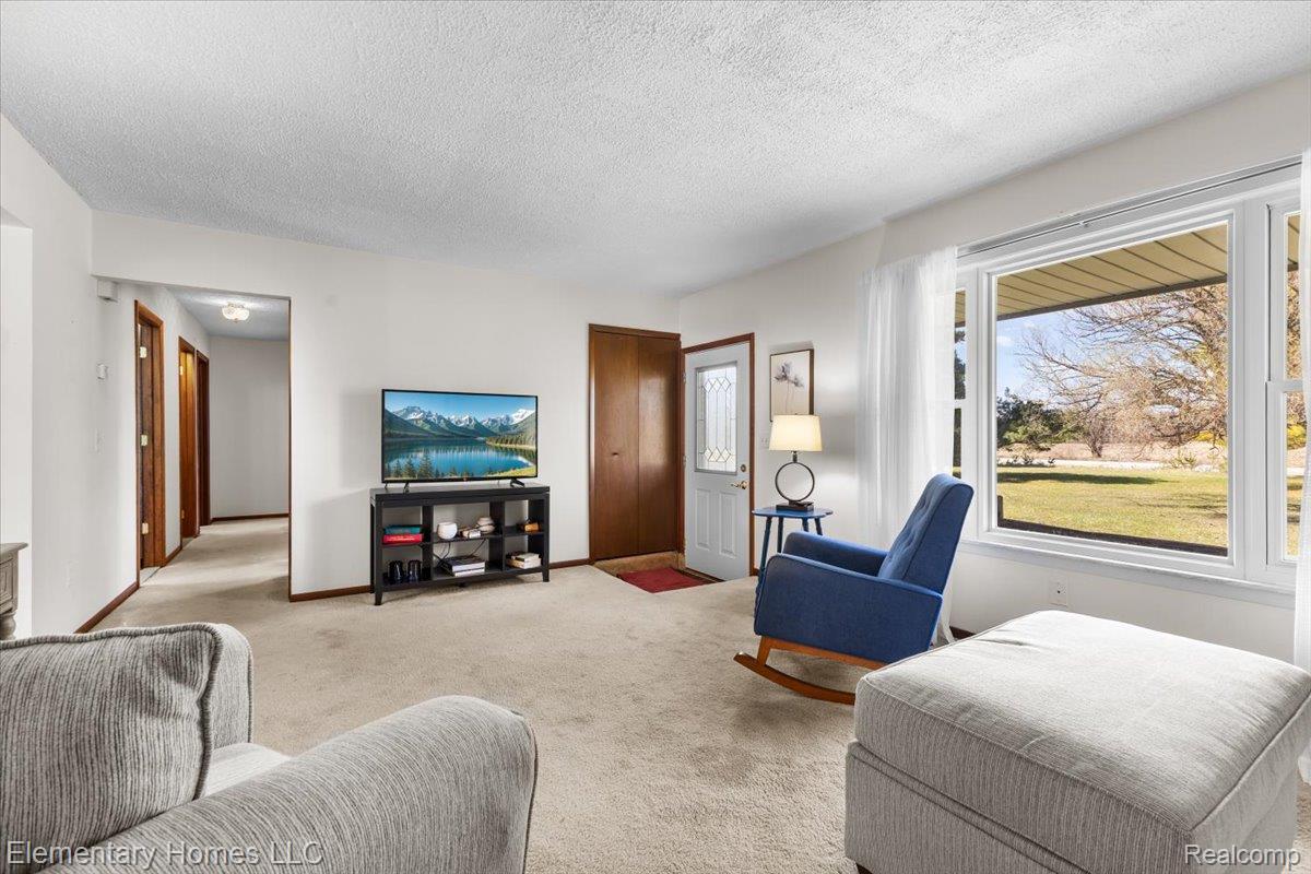 1650 Cove Road Goodells, MI 48027 - Photo 20 of 49 Living room with carpet and a textured ceiling
