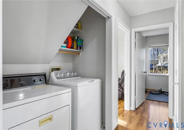 a utility room with dryer and washer