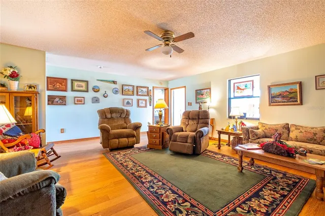 a living room with furniture and a rug