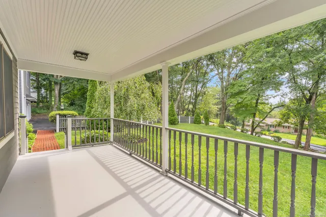 a view of a balcony with lake view
