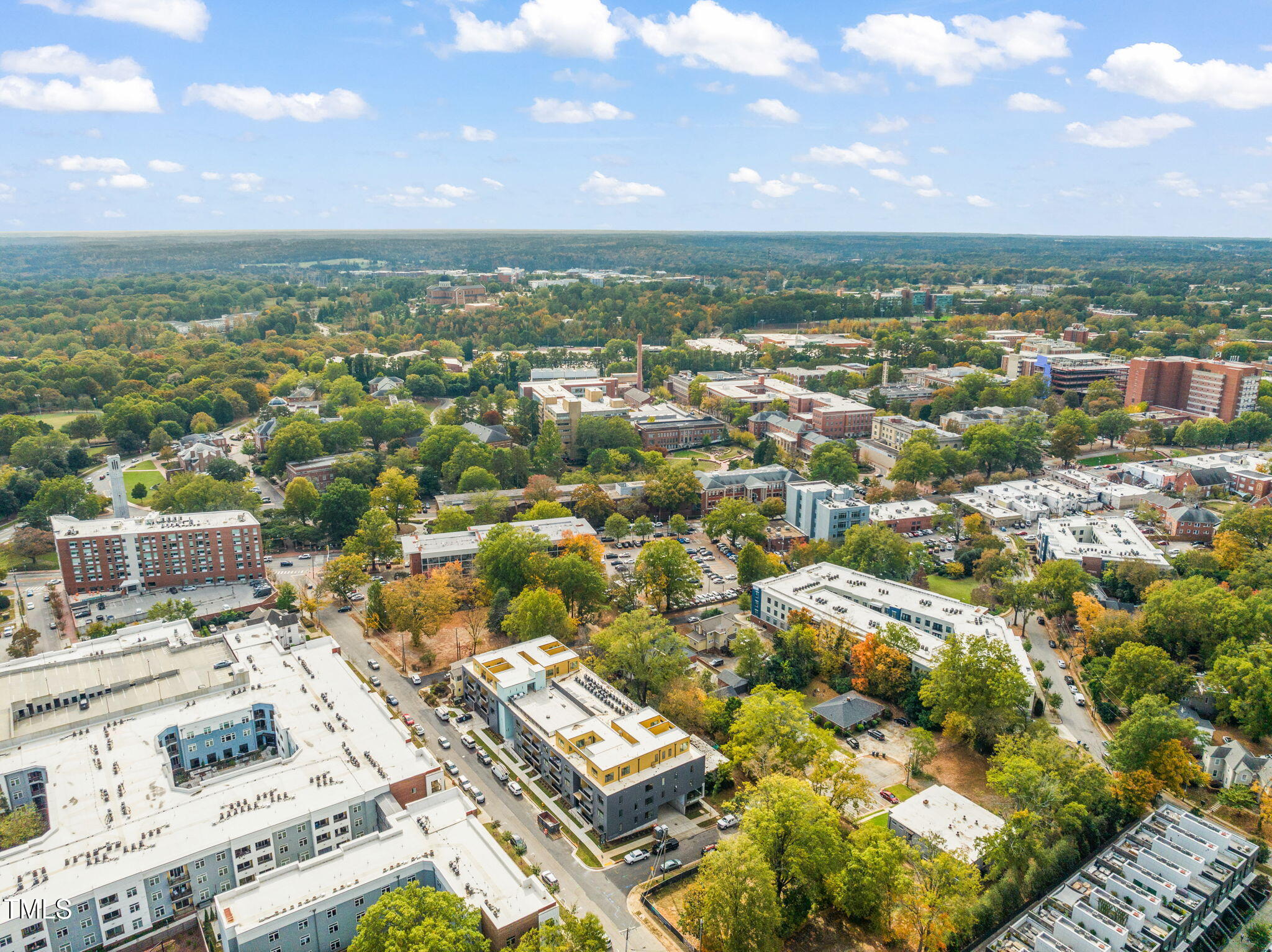 29 Enterprise Street, Unit 201 Raleigh, NC 27607 - Photo 29 of 33 an aerial view of residential houses with city view
