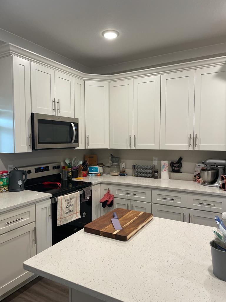 241 North Sand Palm Road Freeport, FL 32439 - Photo 4 of 11 a kitchen with stainless steel appliances granite countertop a stove a sink and a microwave