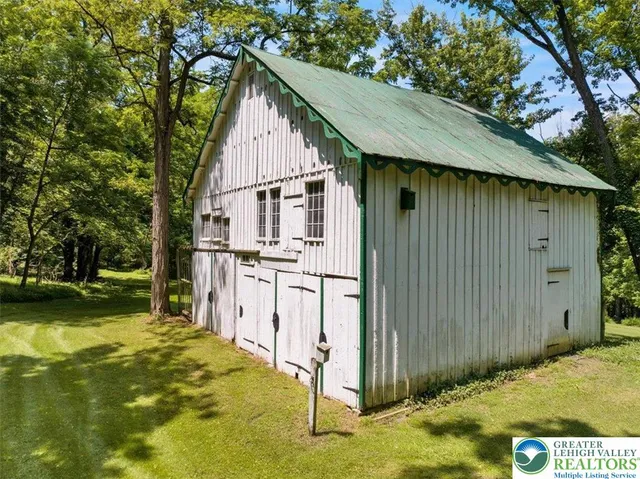 a view of a room with windows
