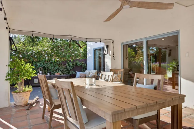 a view of a terrace with a bench