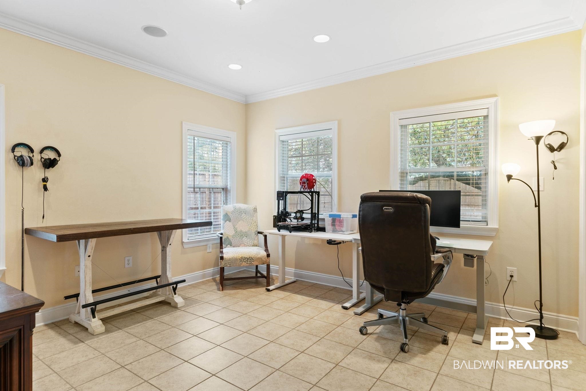 3668 Claridge Road North Mobile, AL 36608 - Photo 64 of 100 Home office featuring ornamental molding, plenty of natural light, and recessed lighting