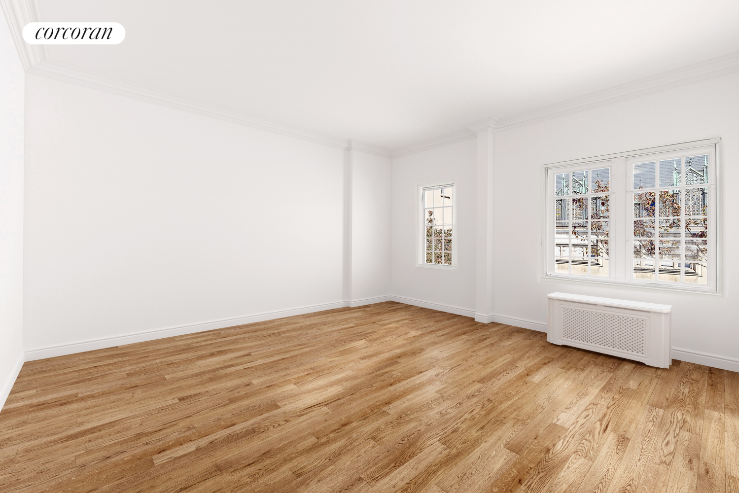 36 East 73rd Street Manhattan, NY 10021 - Photo 18 of 31 an empty room with wooden floor and windows