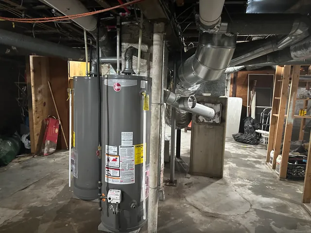 a close view of water heater room