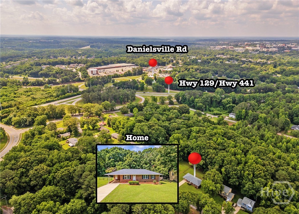 155 Freeman Circle Athens, GA 30601 - Photo 28 of 34 Aeirial View - Danielsville Rd - Hwy 129/441 - Home