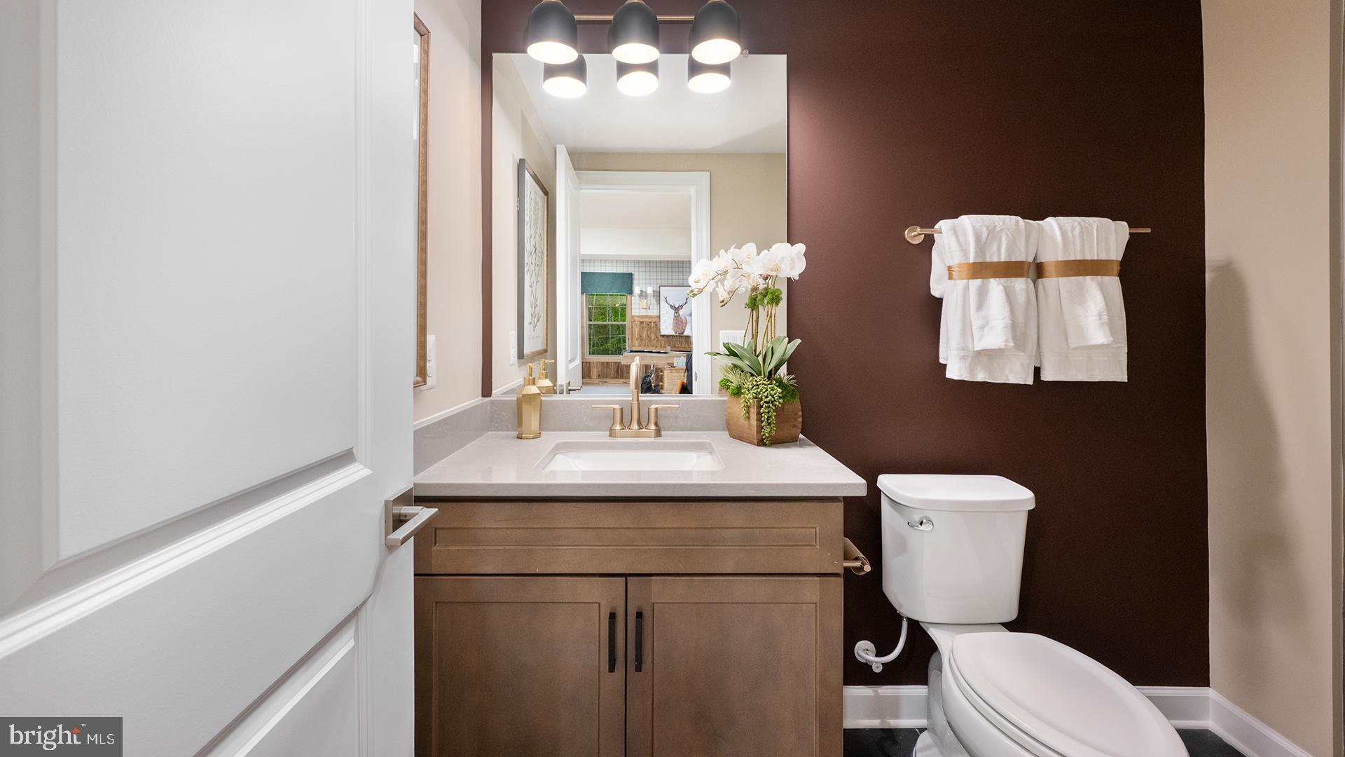 Tbb While Away Drive, Unit RICHMOND Bowie, MD 20716 - Photo 82 of 99 a bathroom with a sink a toilet a mirror and vanity